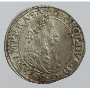Leopold I. 1657-1705, XV krejcar 1664 Praha-Margalík, MKČ 1407, válcovaný, patina