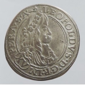 Leopold I. 1657-1705, XV krejcar 1664 Praha-Margalík, MKČ 1408, Höll. 64.3.1.