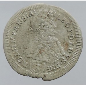 Leopold I. 1657-1705, 3 krejcar 1695 GE Praha-Egerer, MKČ 1427 bez vnitřního perlovce RR