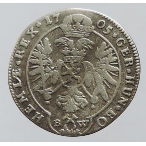 Leopold I. 1657-1705, 3 krejcar 1705 BW Kutná Hora-Wohnsiedler, MKČ 1460