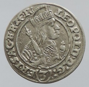 Leopold I. 1657-1705, 3 krejcar 1659 Vratislav-Hübner, MKČ 1614, krásný exemplář R