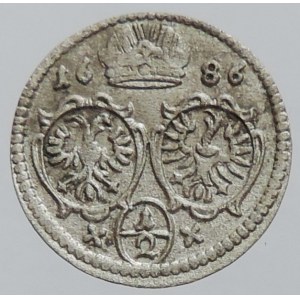 Leopold I. 1657-1705, 1/2 krejcar 1686 Opolí-Wackerl, MKČ 1677 0,47g