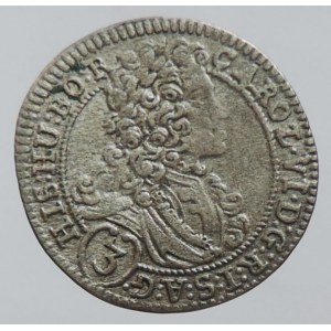 Karel VI. 1711-1740, 3 krejcar 1713 Praha-Ritter, MKČ 1824, dr.ned., patina