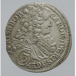 Karel VI. 1711-1740, 3 krejcar 1716 Praha-Scharff, MKČ 1830