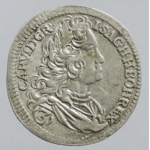 Karel VI. 1711-1740, 3 krejcar 1729 b.zn. Praha-Scharff, MKČ 1840