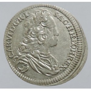 Karel VI. 1711-1740, 3 krejcar 1732 b.zn. Praha-Scharff, MKČ 1840