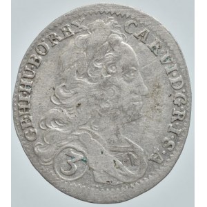 Karel VI. 1711-1740, 3 krejcar 1732 Vratislav, bez.zn., MKČ 1932