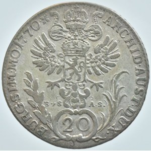 Marie Terezie 1740-1780, 20 krejcar 1770 EVS-AS, Praha, nep.ned.