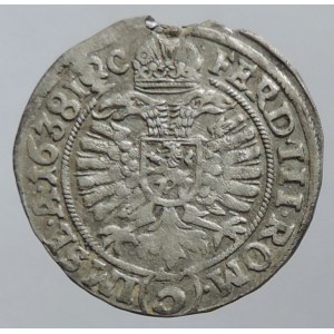 Šlik Jindřich 1612-1650, 3 krejcar 1638 IC Planá-Candler, dr.ol.okr.