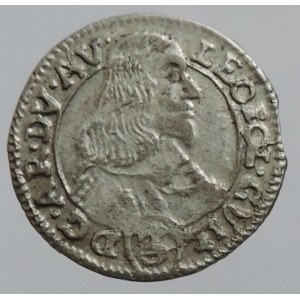 Olomouc biskupství, Leopold Vilém 1637-1662, 3 krejcar 1656 SV-126, Kroměříž-Huser, M (As-neuvádí), opis ….. RE:CA.BO:CO:1656, nep.ned.