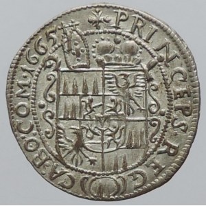 Olomouc biskupství, Karel II. Liechtenstein 1664-1695, 3 krejcar 1665, SV-315