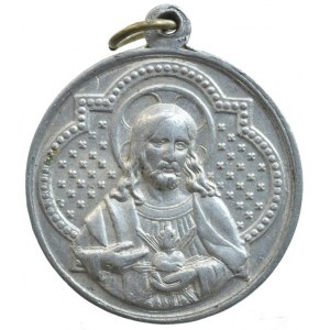 Náboženské medaile, Lurdy, poutní medailonek z poč. 20 století, Al, 27mm, pův.ouško