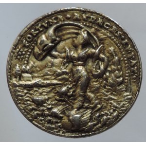 Štýrsko, arc. Karel 1564-1590, AR medaile litá zlacená, 34mm/14,443g opis: AUDACES FORTUNA IUVAT (štěstí přeje odvážným), škr., odstr.ouško