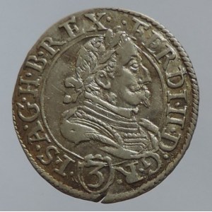 Ferdinand II. 1619-1637, 3 krejcar 1637 Graz, nep.napr.