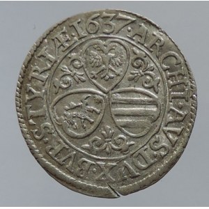 Ferdinand II. 1619-1637, 3 krejcar 1637 Graz, nep.napr.