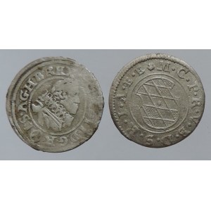 Ferdinand II. 1619-1637, 1 krejcar 1624 Vídeň-Fellner, dr.ned. + 1 krejcar 1624 Bavorsko 2ks