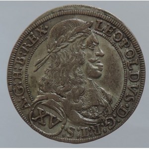 Leopold I. 1657-1705, XV krejcar 1694 b.zn. Hall, Höll. 94.2.1, mladý portrét RR