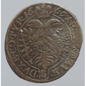 Leopold I. 1657-1705, 3 krejcar 1662 CA Vídeň-Cetto, Nech 1960, Her. 1309v, dělený letopočet, kraj.stř. R