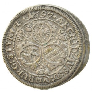 Leopold I. 1657-1705, 3 krejcar 1697 Graz, patina