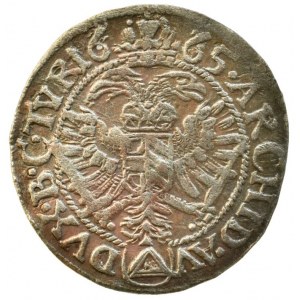 Leopold I. 1657-1705, 3 krejcar 1665 Neuburg am Inn-Triangel