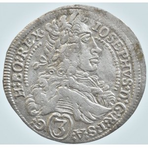 Josef I. 1705-1711, 3 krejcar 1709 IA Štýrsko, velká hlava, zn.kosočtverce