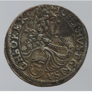 Josef I. 1705-1711, 3 krejcar 1707 IP sv. Vít-Preiss, patina R