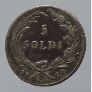 Josef II. 1780-1790, 5 soldi 1784 Milan R