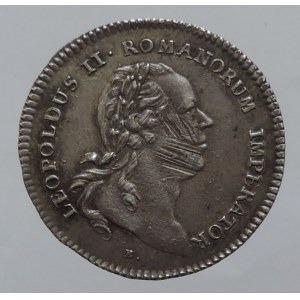 Leopold II. 1790-1792, AR malý žeton k volbě na římského císaře ve Frankfurtu 1790, 22mm/1,931g silně škr portrét