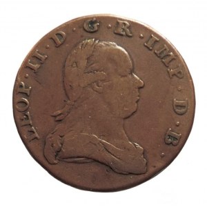 Leopold II. 1790-1792, Cu 2 Liards 1792 Brusel