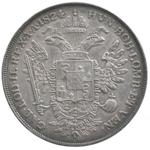 František II. 1792-1835, 1 scudo 1824 M, zc.nep.škr., pěkná patina