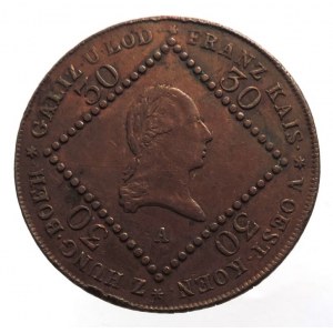 František II. 1792-1835, Cu 30 krejcar 1807 A, hr., dr.škr., patina