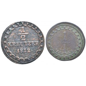 František II. 1792-1835, Cu 1/2 krejcar 1812 A, 1/4 krejcar 1812 B, nep.ned., 2 ks