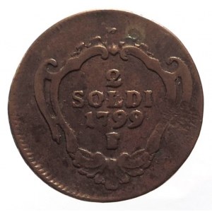 František II. 1792-1835, Cu 2 soldi 1799 F, pro Gorici a Gradišku