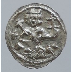 Václav III. 1301-1305, denár trůnící král čelně/ harpyje, Huszár 434a R