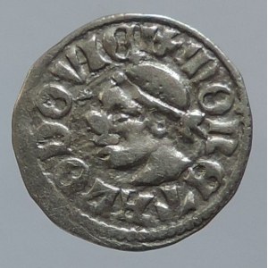 Ludvík z Anjou 1342-1382, denár s hlavou Saracéna, Huszár 547