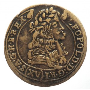 Leopold I. 1657-1705, XV krejcar 1679 KB, mosaz.dobové falzum R