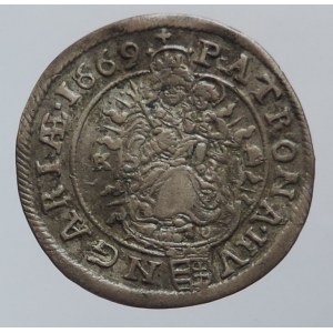 Leopold I. 1657-1705, VI krejcar 1669 KB, dr.zvlněný, patina