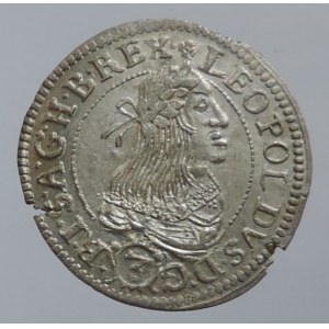 Leopold I. 1657-1705, 3 krejcar 1661 KB PATRONA VNGARIAE