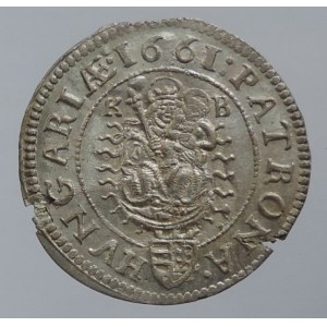 Leopold I. 1657-1705, 3 krejcar 1661 KB PATRONA VNGARIAE
