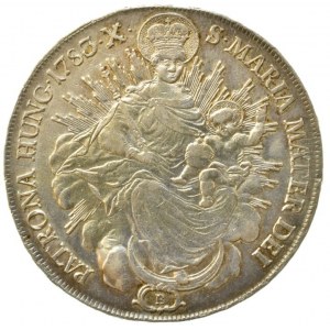 Josef II. 1780-1790, tolar 1783 B madona, Her.148, nep.škr., patina