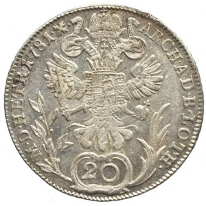 Josef II. 1780-1790, 20 krejcar 1781 B, nep.just.
