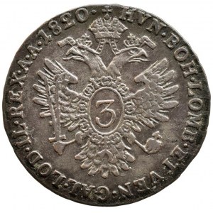 František II. 1792-1835, 3 krejcar 1820 B, patina