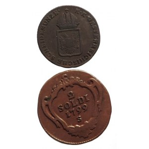 František II. 1792-1835, 2 soldi 1799 Smolník + 1/4 krejcar 1816 B patina 2ks