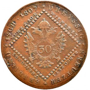 František II. 1792-1835, Cu 30 krejcar 1807 S, nep.hr.