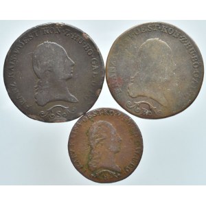 František II. 1792-1835, Cu 3 krejcar 1812 B, S, 1 krejcar 1812 B, 3 ks