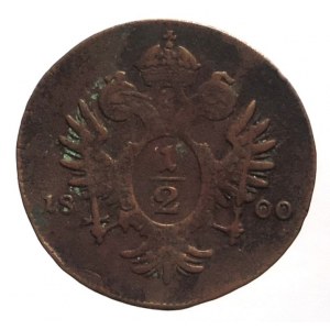 František II. 1792-1835, Cu 1/2 krejcar 1800 G Nagybánya, patina RR