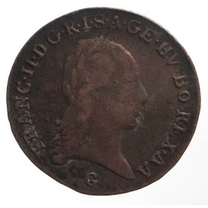 František II. 1792-1835, Cu 1/2 krejcar 1800 G Nagybánya, patina RR