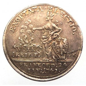 Karel VII. 1742-1745, AR žeton na volbu císařem ve Frankfurtu 24.1.1742, EXOPTATA ELECTIO, 26mm/6,383g, škr.