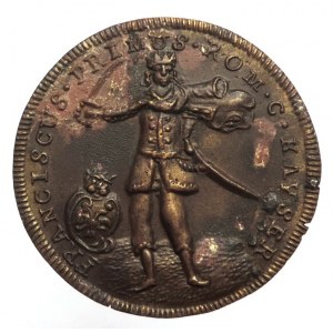 František I. Lotrinský 1745-1765, Cu posměšná medaile 1745 na císařskou korunovaci ve Frankfurtu, 41mm, dr.vady