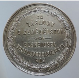 FJI 1848-1916, AR medaile 43mm/23,95g, sign. V.Šmakal, Zemědělská rada pro království české, český lev/nápis ve věnci